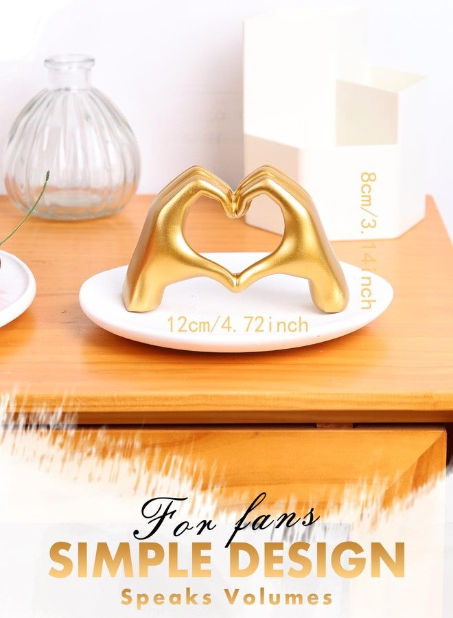 Joogour Heart Hands Sculpture-Gold Shelf Decor for Living Room, Love Finger Statue Modern Aesthetic Unique Accent Decor Bedroom Knick Knacks -Gifts for Wedding Christmas Birthday(Gold) - Image 2